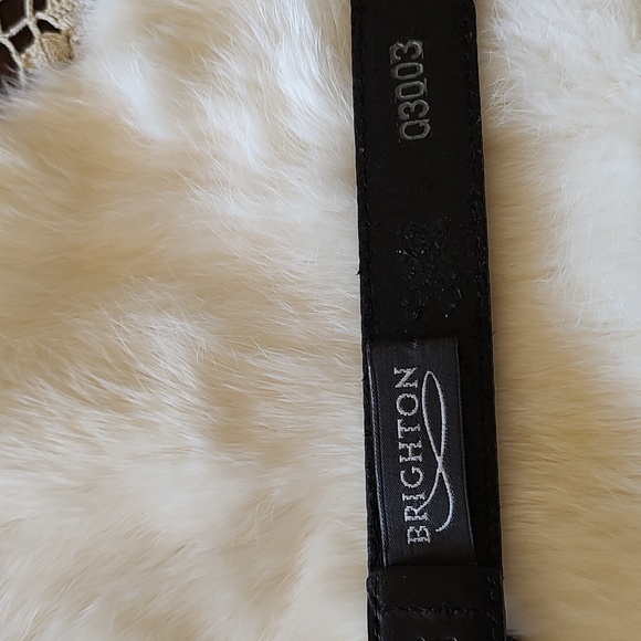 Brighton Leather Silver-tone Beaded Black Floral Belt SZ: 6/8 main image 10